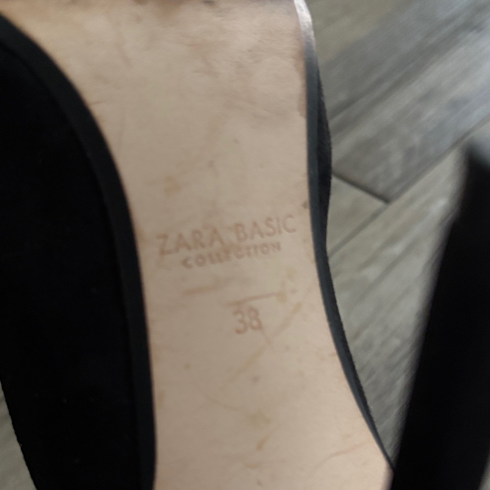 Zara Black Lace-Up Mesh and Suede Pumps Heels, Size 38 - Picture 7 of 9